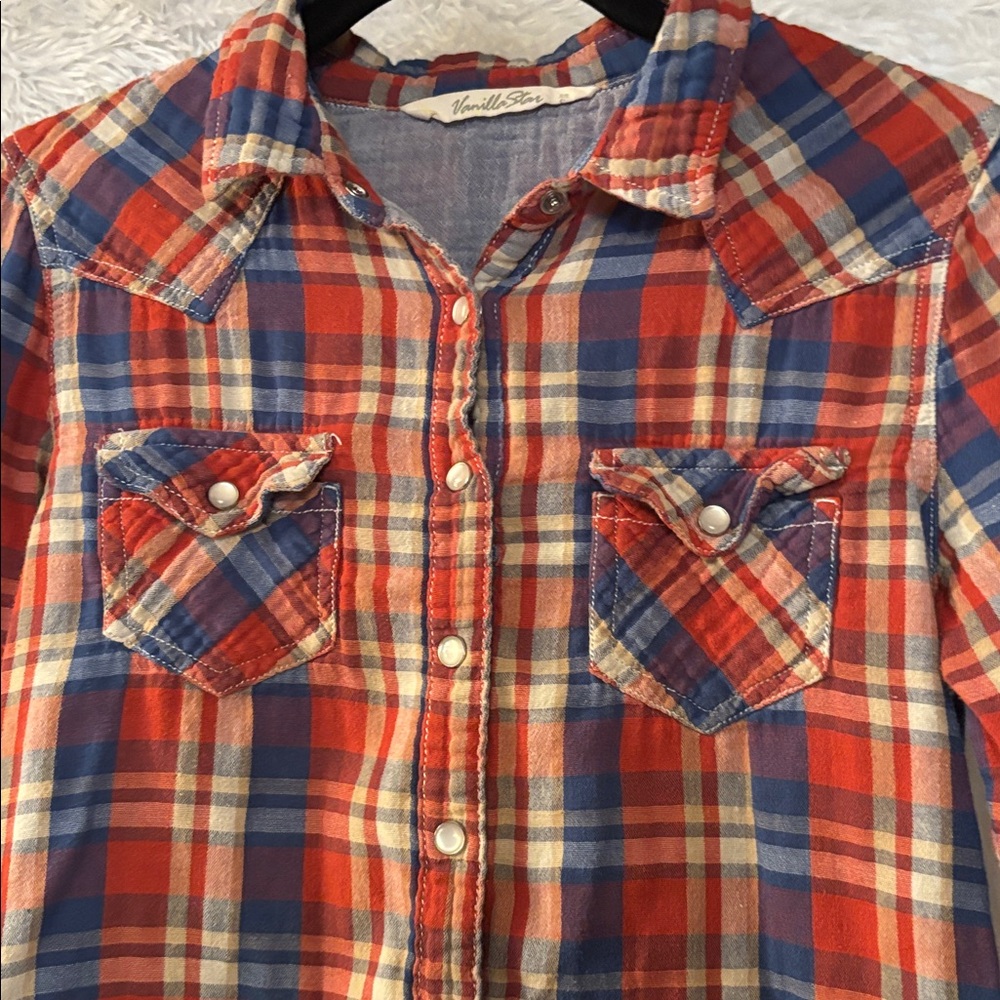 Vanilla Star Juniors Button Down Blouse Size Small - Picture 7 of 8